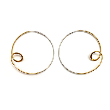 Large Gold and Silver Loop Earrings