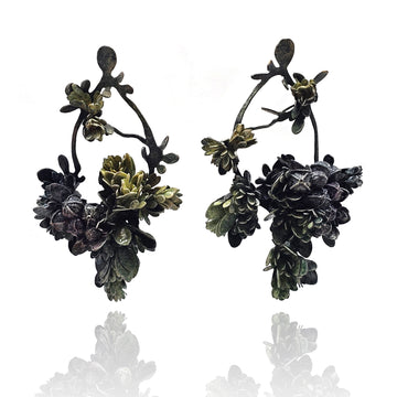 Large Green Floral Earrings