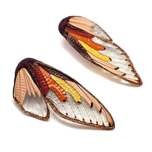 Large Orange Wing Earrings-Earrings-Märta Mattsson-Pistachios