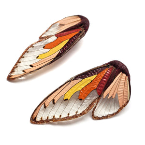 Large Orange Wing Earrings-Earrings-Märta Mattsson-Pistachios