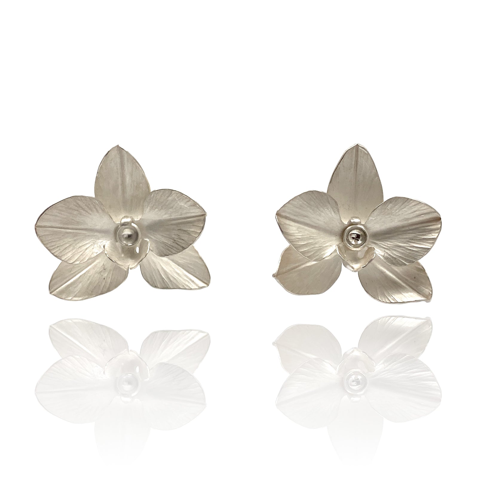 Large Orchid Stud Earrings-Earrings-Huiyu Chiu-Pistachios