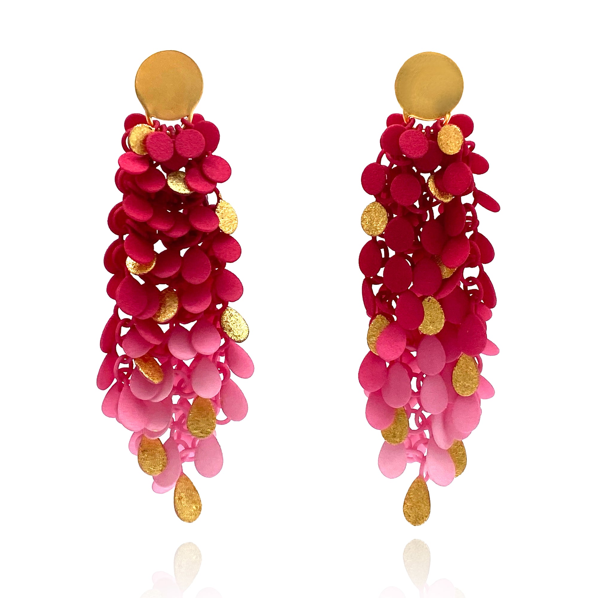 Large Pink Leaf Earrings-Earrings-Eve Balashova-Pistachios