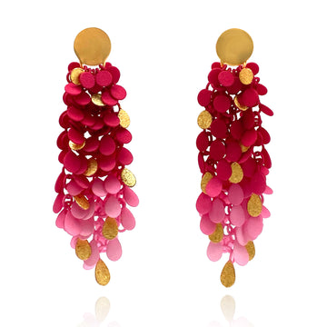 Large Pink Leaf Earrings