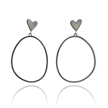 Large Sterling Silver Heart Earrings