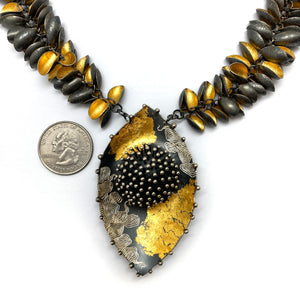 Layered Leaf Statement Necklace-Necklaces-So Young Park-Pistachios