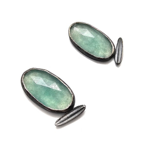 Leaf and Kyanite Studs-Earrings-Liz Clark-Pistachios
