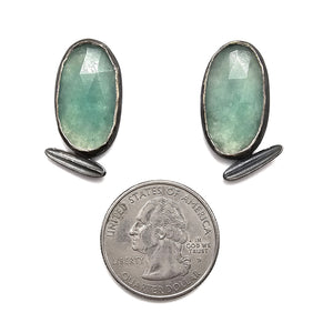 Leaf and Kyanite Studs-Earrings-Liz Clark-Pistachios