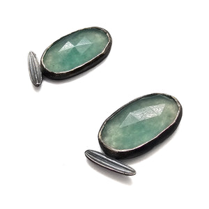 Leaf and Kyanite Studs-Earrings-Liz Clark-Pistachios