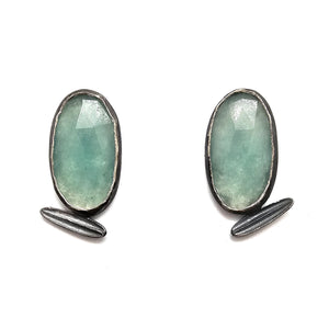 Leaf and Kyanite Studs-Earrings-Liz Clark-Pistachios