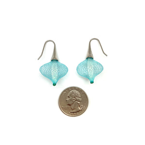 Light Blue and Silver Nylon Bulb Earrings-Earrings-Dorine Decayeux-Pistachios