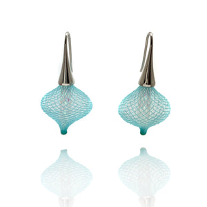 Light Blue and Silver Nylon Bulb Earrings-Earrings-Dorine Decayeux-Pistachios