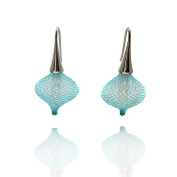 Light Blue and Silver Nylon Bulb Earrings