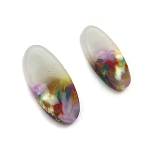Light Purple and Gold Small Oval Earrings-Earrings-Asami Watanabe-Pistachios