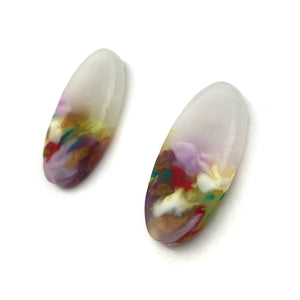 Light Purple and Gold Small Oval Earrings-Earrings-Asami Watanabe-Pistachios