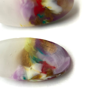 Light Purple and Gold Small Oval Earrings-Earrings-Asami Watanabe-Pistachios