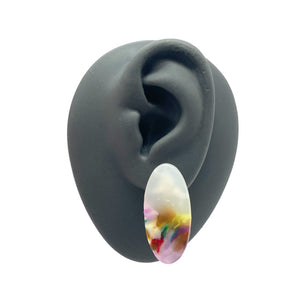 Light Purple and Gold Small Oval Earrings-Earrings-Asami Watanabe-Pistachios