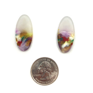 Light Purple and Gold Small Oval Earrings-Earrings-Asami Watanabe-Pistachios