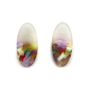Light Purple and Gold Small Oval Earrings-Earrings-Asami Watanabe-Pistachios