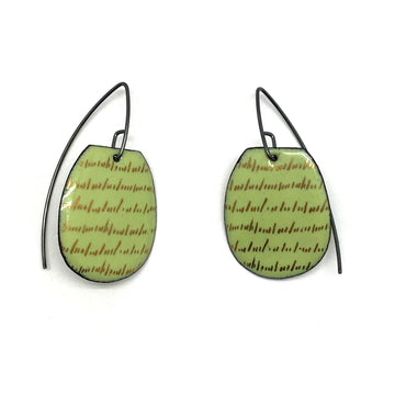 Lime Green Enamel Earrings