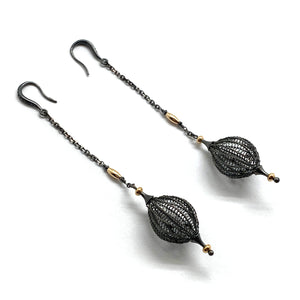 Long Black Diamond Earrings-Earrings-Sowon Joo-Pistachios