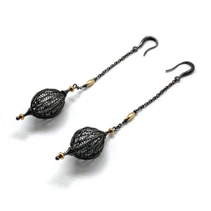 Long Black Diamond Earrings-Earrings-Sowon Joo-Pistachios