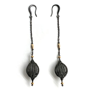 Long Black Diamond Earrings-Earrings-Sowon Joo-Pistachios