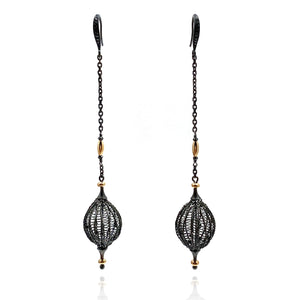 Long Black Diamond Earrings-Earrings-Sowon Joo-Pistachios