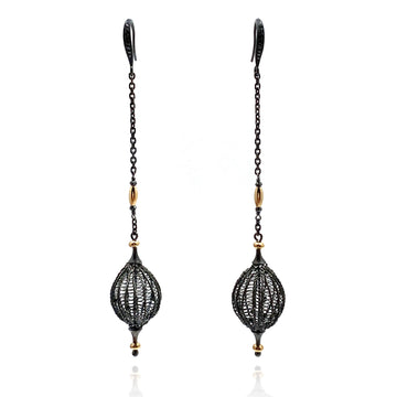Long Black Diamond Earrings