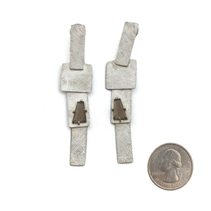 Long Carved Tab Link Earrings - Smoky Quartz-Earrings-Heather Guidero-Pistachios