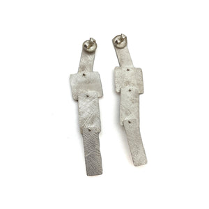 Long Carved Tab Link Earrings - Smoky Quartz-Earrings-Heather Guidero-Pistachios