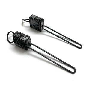 Long Cylinder Steel Earrings-Earrings-Sandra Salaices-Pistachios