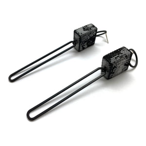 Long Cylinder Steel Earrings-Earrings-Sandra Salaices-Pistachios