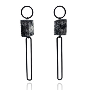 Long Cylinder Steel Earrings-Earrings-Sandra Salaices-Pistachios