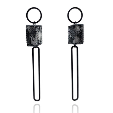 Long Cylinder Steel Earrings