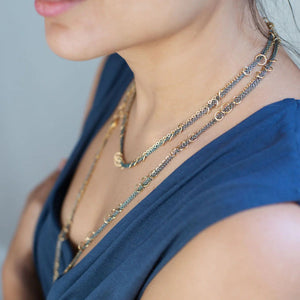 Long Mixed Metal Chain Necklace-Necklaces-Austin Titus-Pistachios
