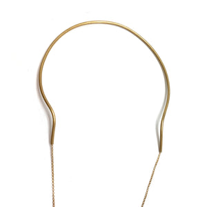 Long Moonstone Golden Drape Necklace-Necklaces-Veronika Majewska-Pistachios