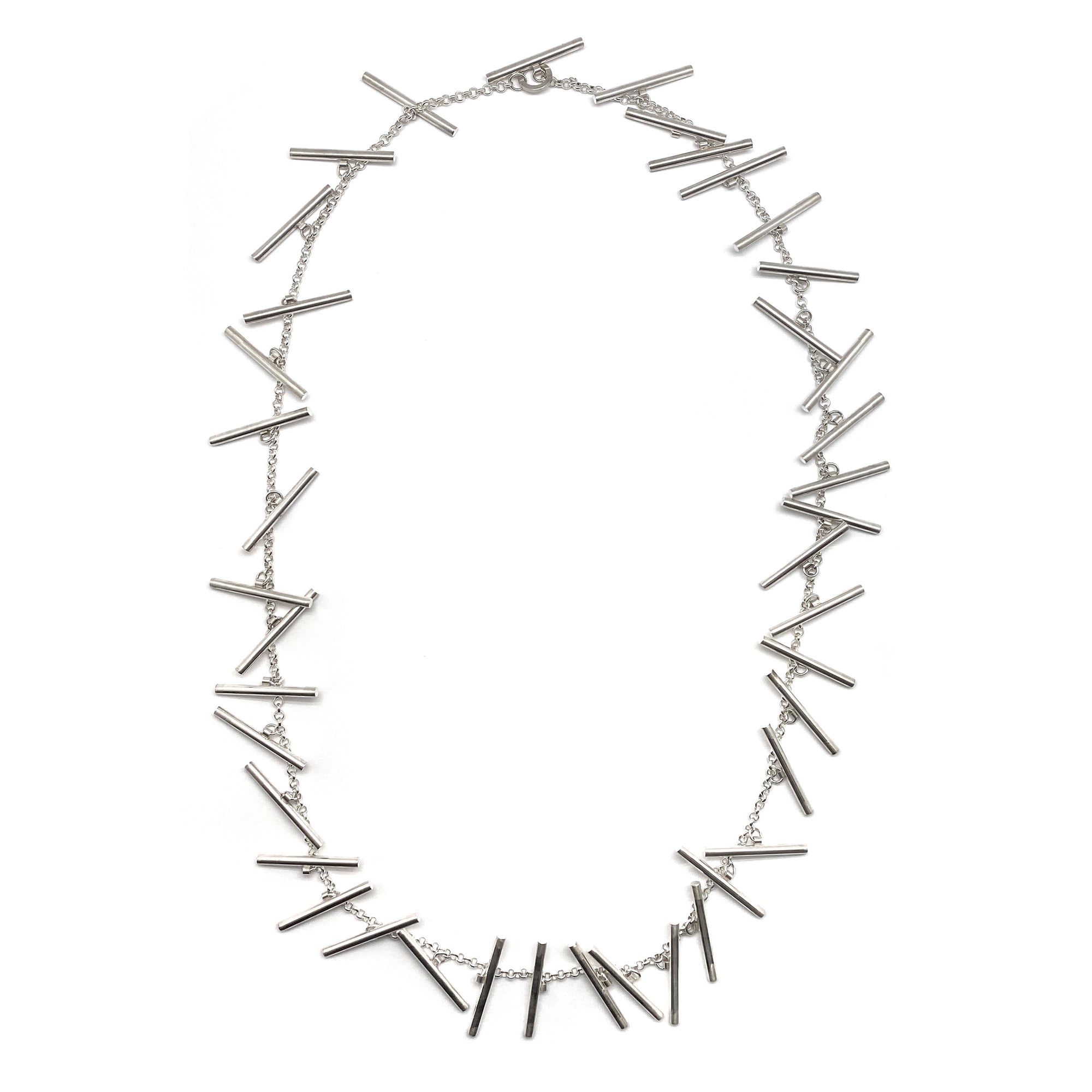 Long Silver Bar Necklace-Necklaces-Elisa Bongfeldt-Pistachios
