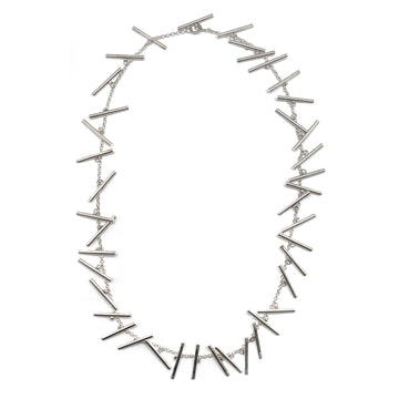 Long Silver Bar Necklace