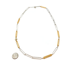 Long Silver and Gold 3D Link Necklace-Necklaces-Veronika Majewska-Pistachios