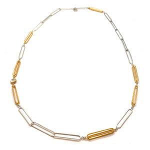 Long Silver and Gold 3D Link Necklace-Necklaces-Veronika Majewska-Pistachios