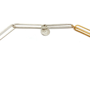 Long Silver and Gold 3D Link Necklace-Necklaces-Veronika Majewska-Pistachios