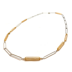 Long Silver and Gold 3D Link Necklace-Necklaces-Veronika Majewska-Pistachios