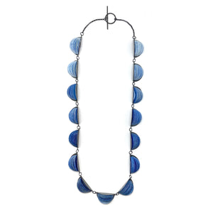 Longer Blue Japanese Paper Necklace-Necklaces-Naoko Yoshizawa-Pistachios