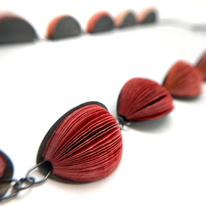Longer Red Japanese Paper Necklace-Necklaces-Naoko Yoshizawa-Pistachios