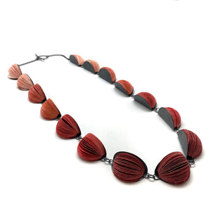 Longer Red Japanese Paper Necklace-Necklaces-Naoko Yoshizawa-Pistachios