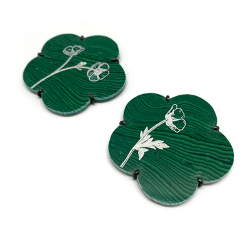 Malachite Flower Earrings