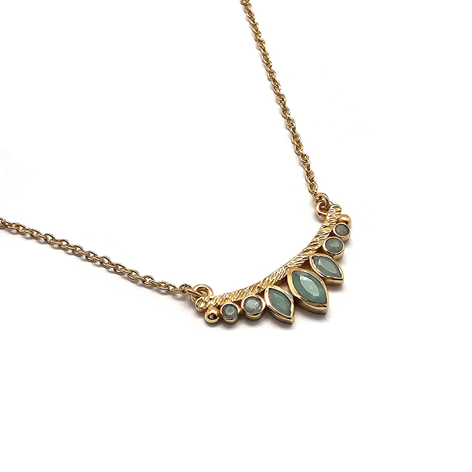 Marquise Amazonite Fan Necklace-Necklaces-Julia Cabral-Pistachios
