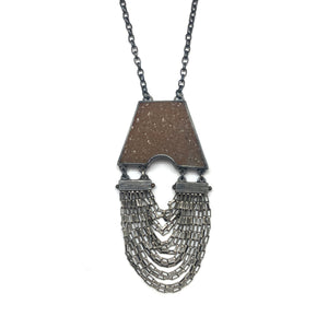 Mauve Druzy Fringe Necklace-Necklaces-Heather Guidero-Pistachios