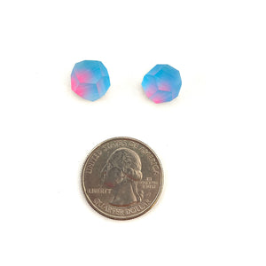 Medium Aura Blue/Pink Crystal Studs-Earrings-Fruit Bijoux-Pistachios