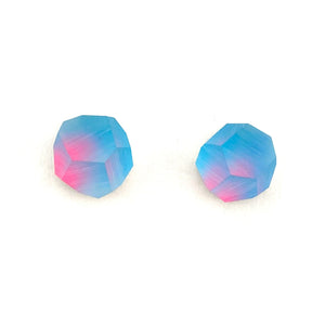 Medium Aura Blue/Pink Crystal Studs-Earrings-Fruit Bijoux-Pistachios